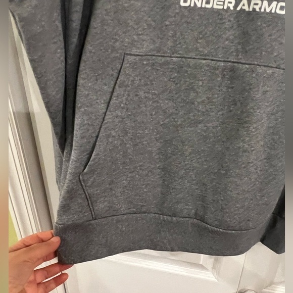 Under Armour Rival multi logo fleece hoodie in gray. Perfect condition - Picture 8 of 9
